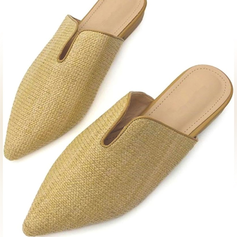 WOVEN RAFFIA POINTED MULE 🧋